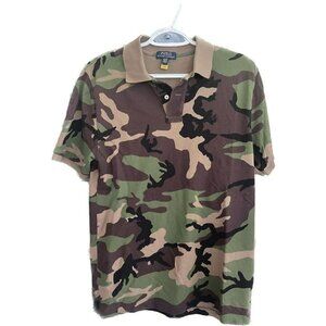 Polo Ralph Lauren Boys XL (18-20) Camo Green Brown Short Sleeve Shirt